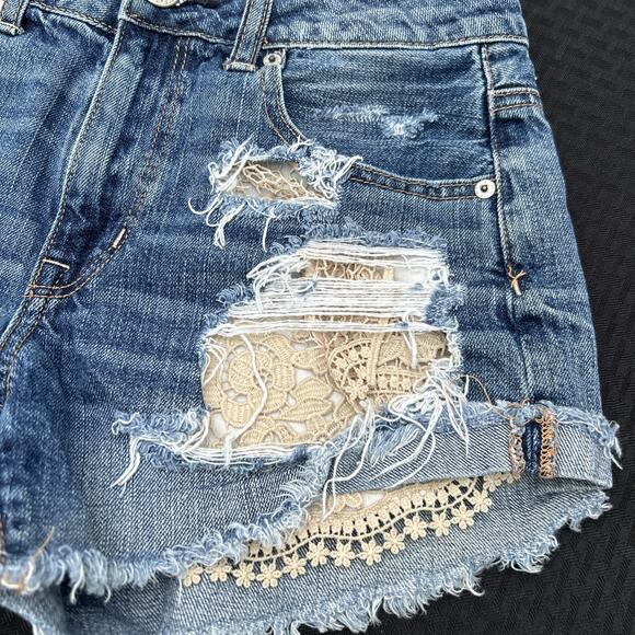 Women's American Eagle Outfitters Hi-Rise Festival Shorts Size 2 Lace Ripped - Picture 2 of 5
